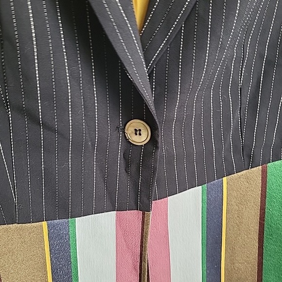 Laurie Felt Single Button Blazer Womens Size 10 Colorful Striped Office Business - Picture 2 of 8